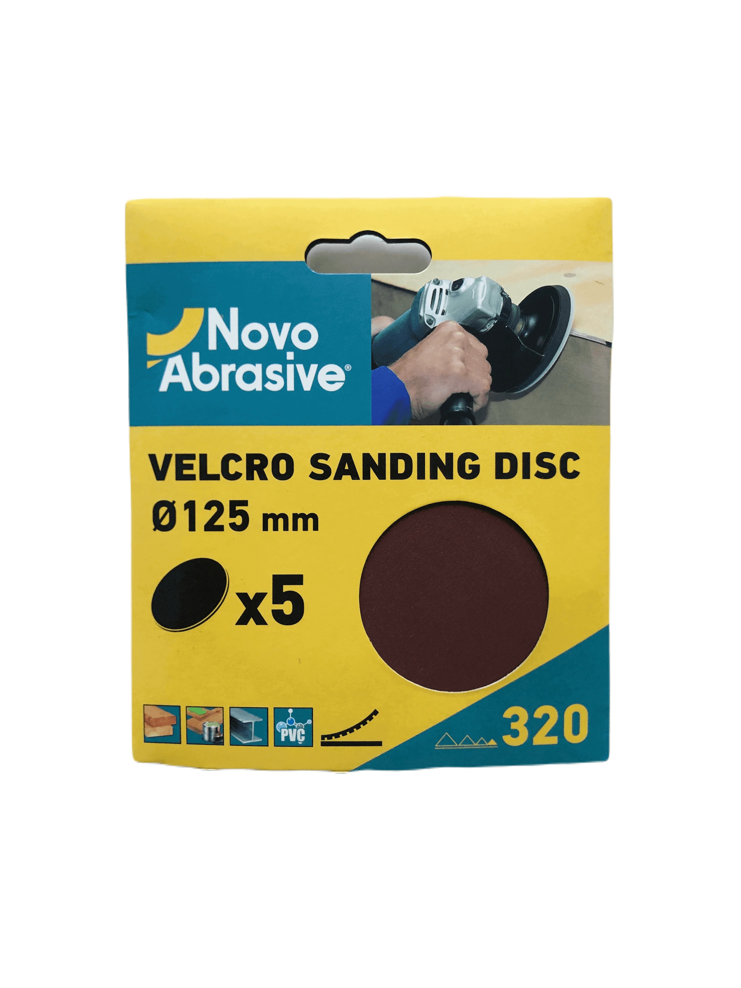 Круг шліфувальний самозачепний NovoAbrasive 125 мм, Р320, 5шт.